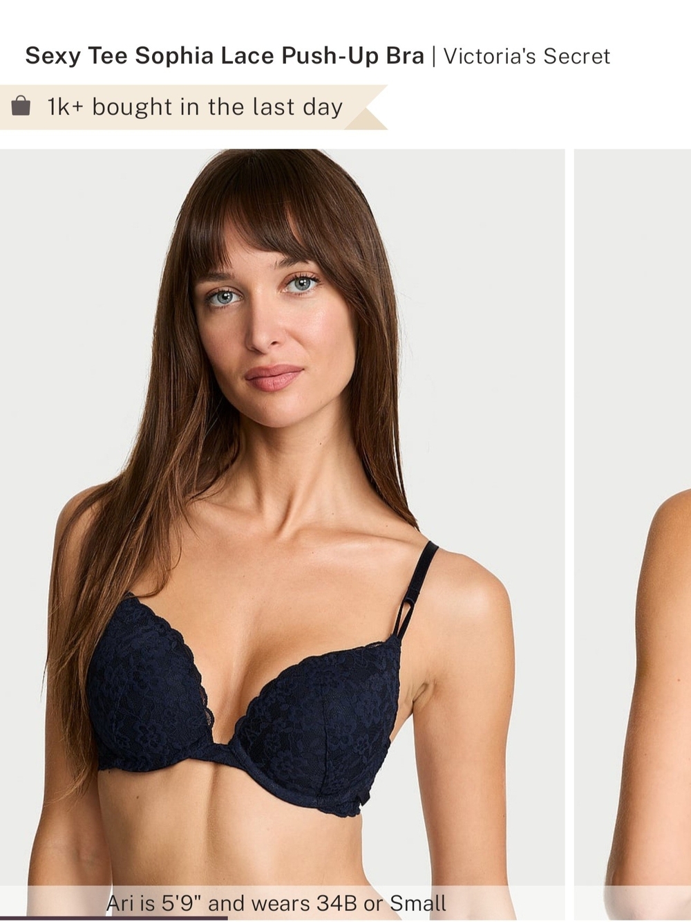 Victoria's Secret Sexy Tee Sophia Lace Push-Up Bra - Navy
